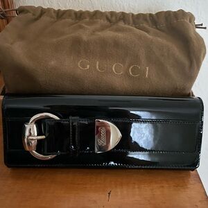 Gucci Romy Black Patent Leather Clutch